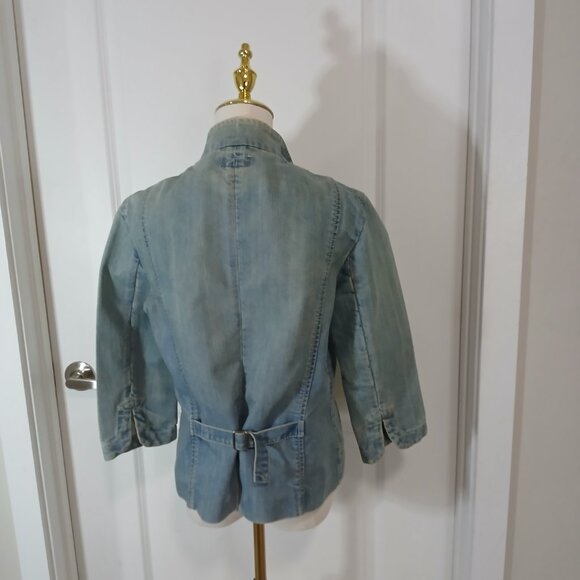 Fcuk Jeans Denim Jacket Women’s Medium Blue Long Sleeve Front Patch Pockets - Picture 3 of 5
